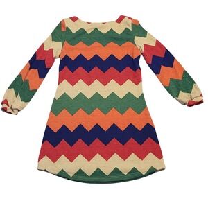 Coco‎ Love-Lined Scoop Neck Chevron Print Sweater Dress Size Small